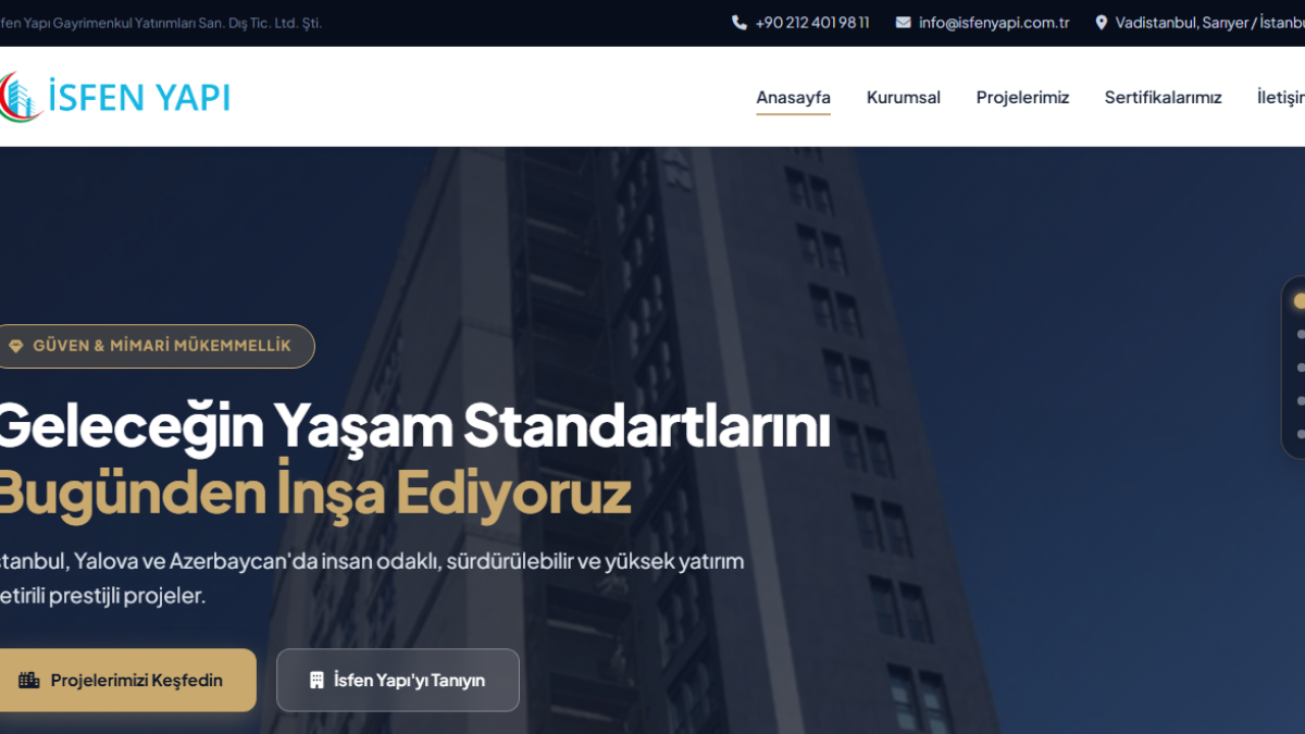 İsfen Yapı — Mimari Proje & İnşaat Portföyü